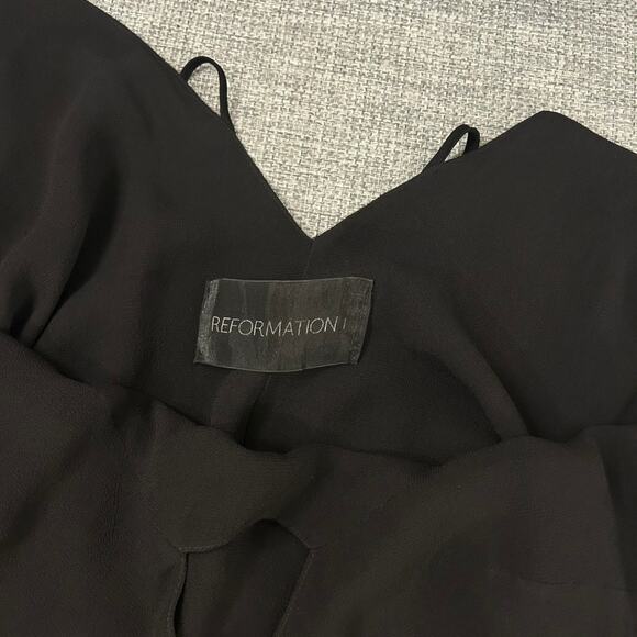 Reformation Black Cutout Slip Mini Dress Size Medium Open Back Double Strap LBD - Picture 4 of 11